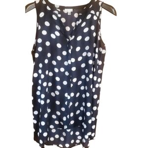 Spense Sleeveless Bk/Wh Polka Dot Blouse Size Small